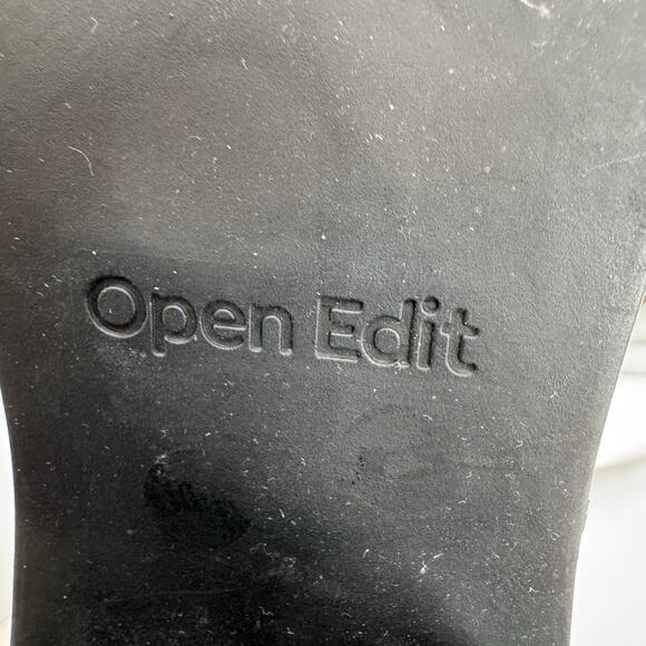 Open Edit Rectangular Toe Stacked Heel Croc-Embossed Ayla Chelsea Ivory boots - Picture 7 of 8